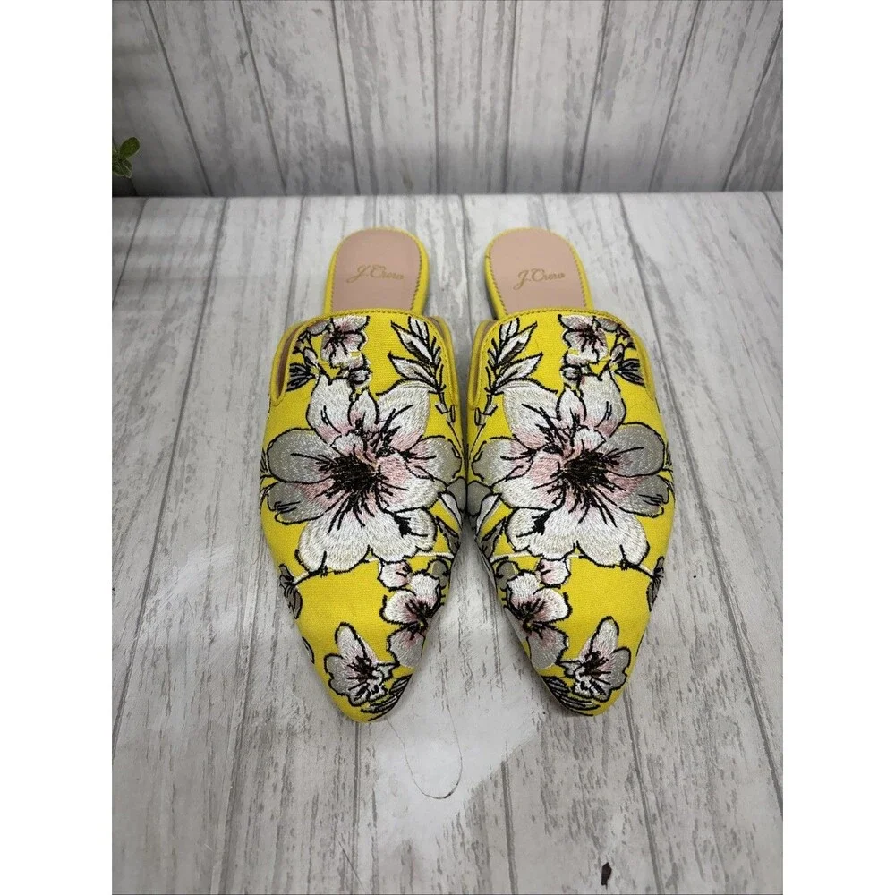 Womens Size 8.5 J Crew Embroidered Mules